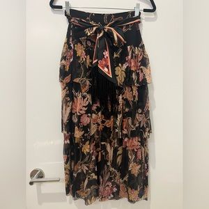Zimmermann Wavelength Tiered Midi Skirt Chiffon - Sz 1 (US 4)